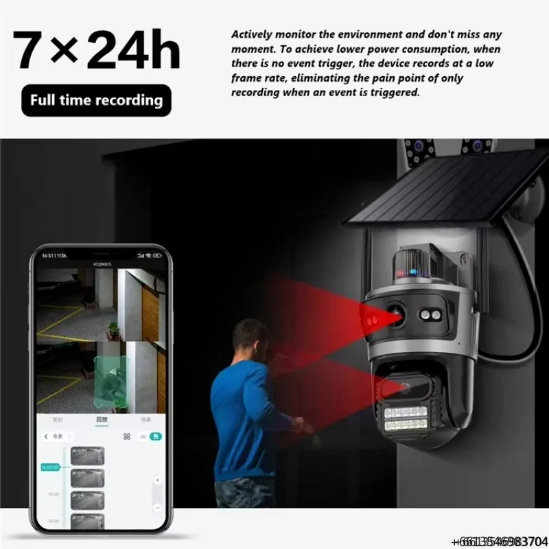 ENSTER 2K AOV 24h Recording Outdoor Smart Home WIFI PTZ Surveillance  Wireless CCTV IP  Security Solar  Camera view 4