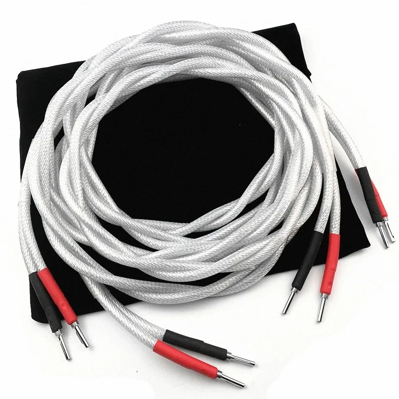 HiFi Audio 12 Core 7N OCC Copper Silver audio HiFi speaker cable HI-FI high-end amplifier speaker cable Banana Y pin plug cable