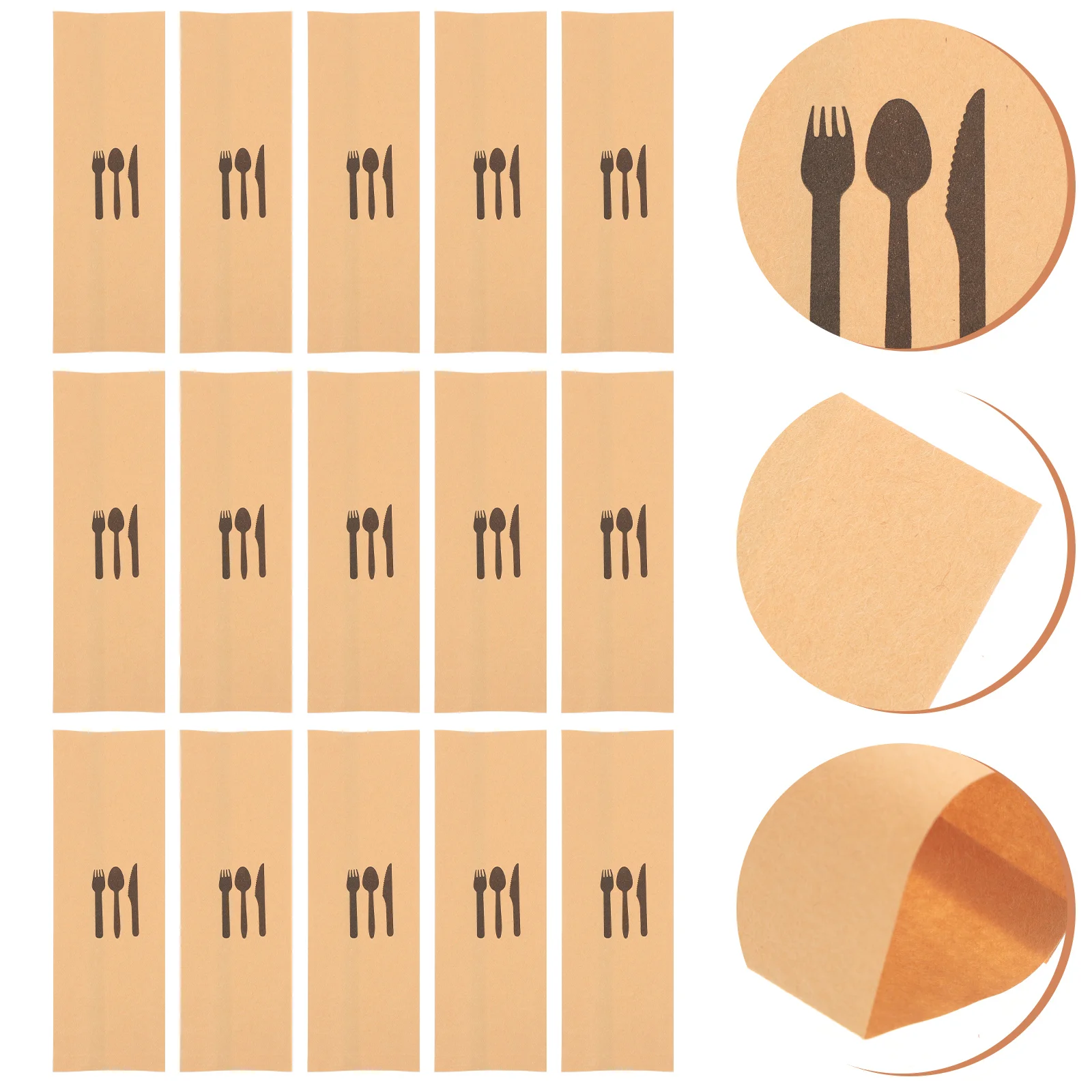 100 Pcs Kraft Paper Cutlery Set Kitchen Utensil Holder Wedding Bag Storage Pouches Decorate Dining Table Covers Banquet