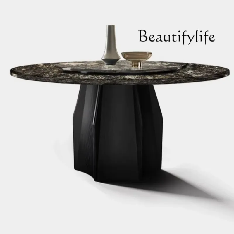 X Natural Solid Wood Foot Dining Table For Home Use Modern Simple Italian Marble Dining Table Round Table With Turntable