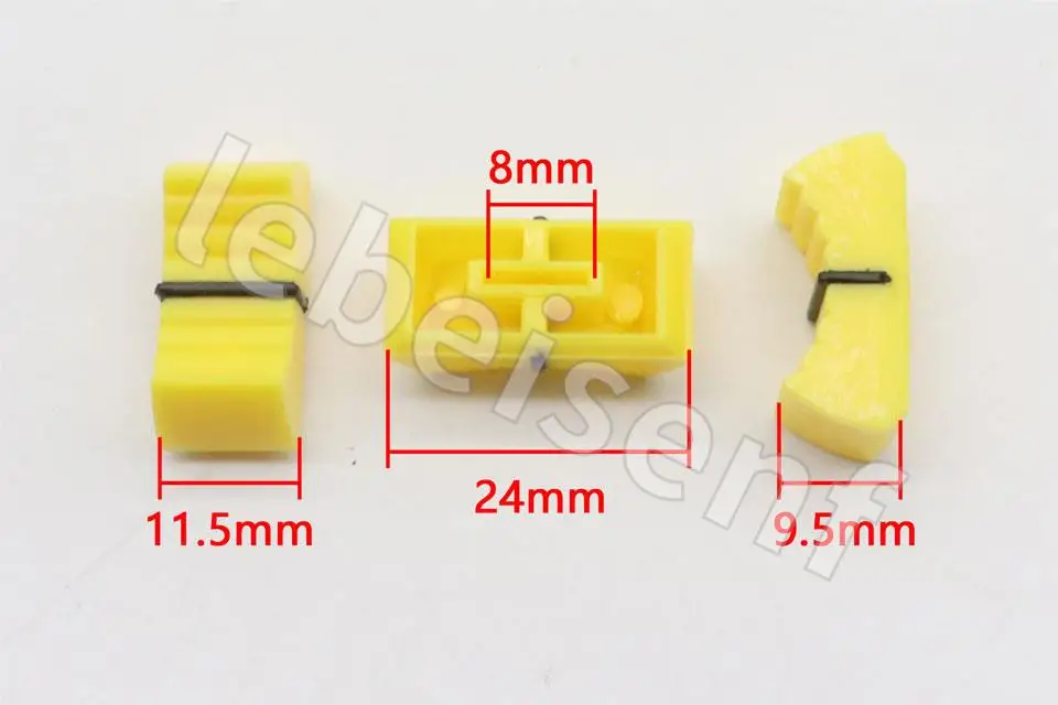 10pcs Mixer Dimming table Straight Slip Potentiometer Fader Knob Cap / Push Button Cap 8mm Hole / Fader Cap Yellow