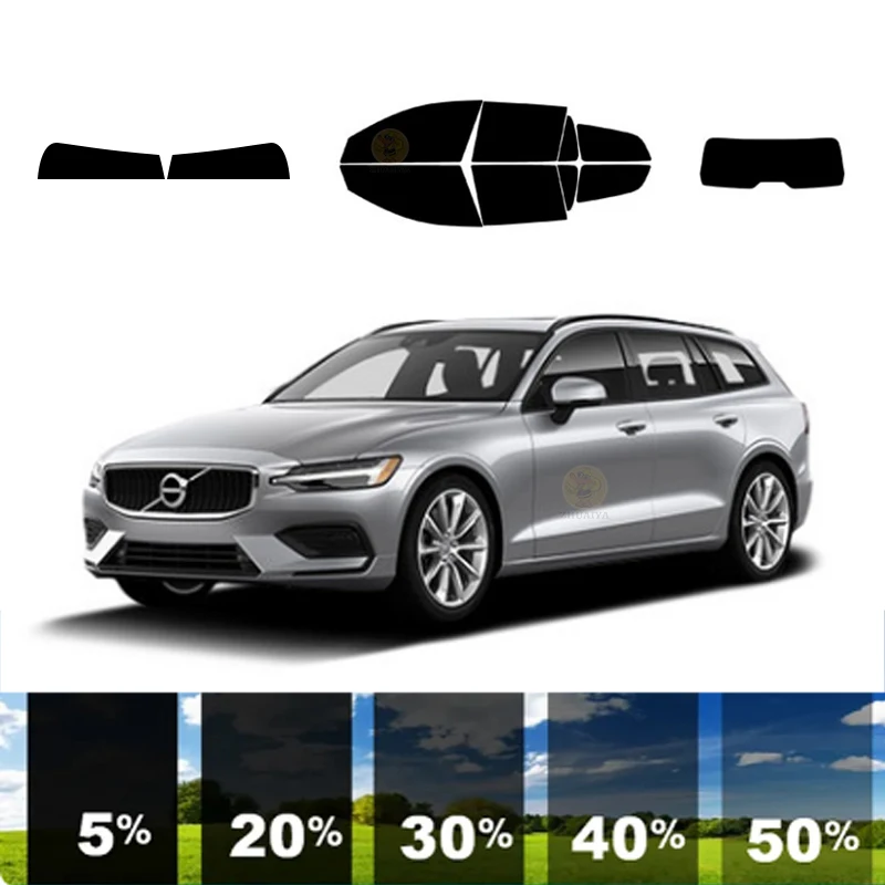 precut Removable Window Tint Film For Car 100% UVR 5%-70%VLT Heat Insulation Carbon ﻿For VOLVO V60 4 DR WAGON 2019-2023