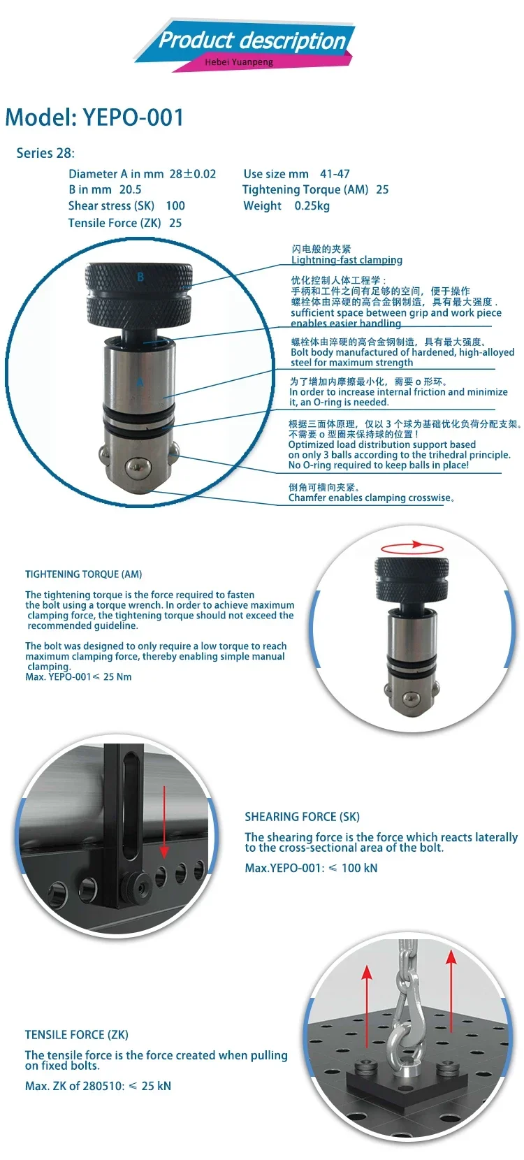 Boulons de verrouillage fabriqué en Chine, piere de machines, apparecchi table de soudage et, gabarits rapies