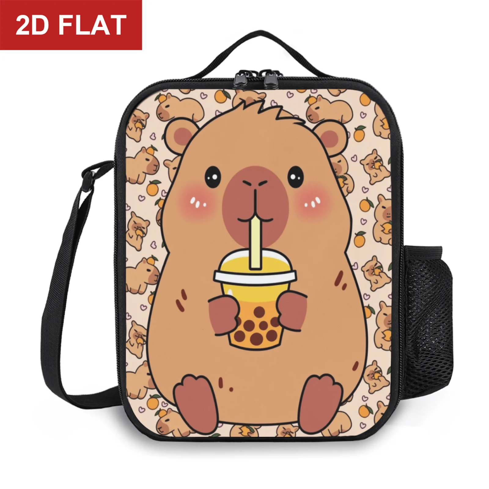 Cute Capybara Print Insulated Lunch Bag Lightweight Portable Meal Bag for School Commute Outdoor