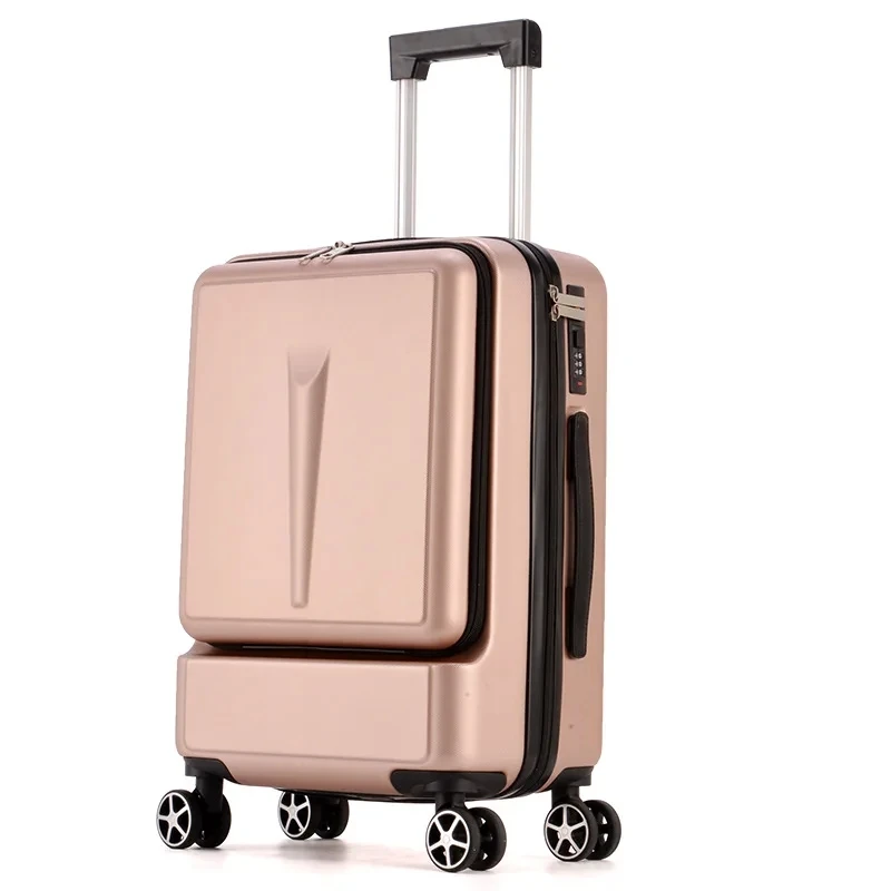 Creatieve Rollende Bagage Spinner Koffer Front Opening Computertas Mannen Trolley Vrouwen Reistassen 20 "24" Cabine Wachtwoord Koffer