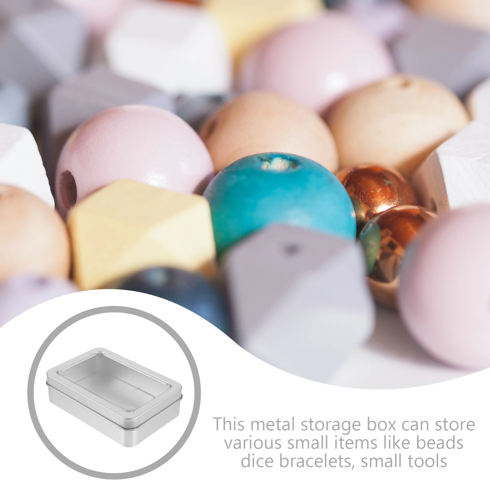 

Sturdy Rectangular Metal Storage Box Empty Small Portable Container Clear Window Lid For Beads Bracelets Tools Home Travel Use