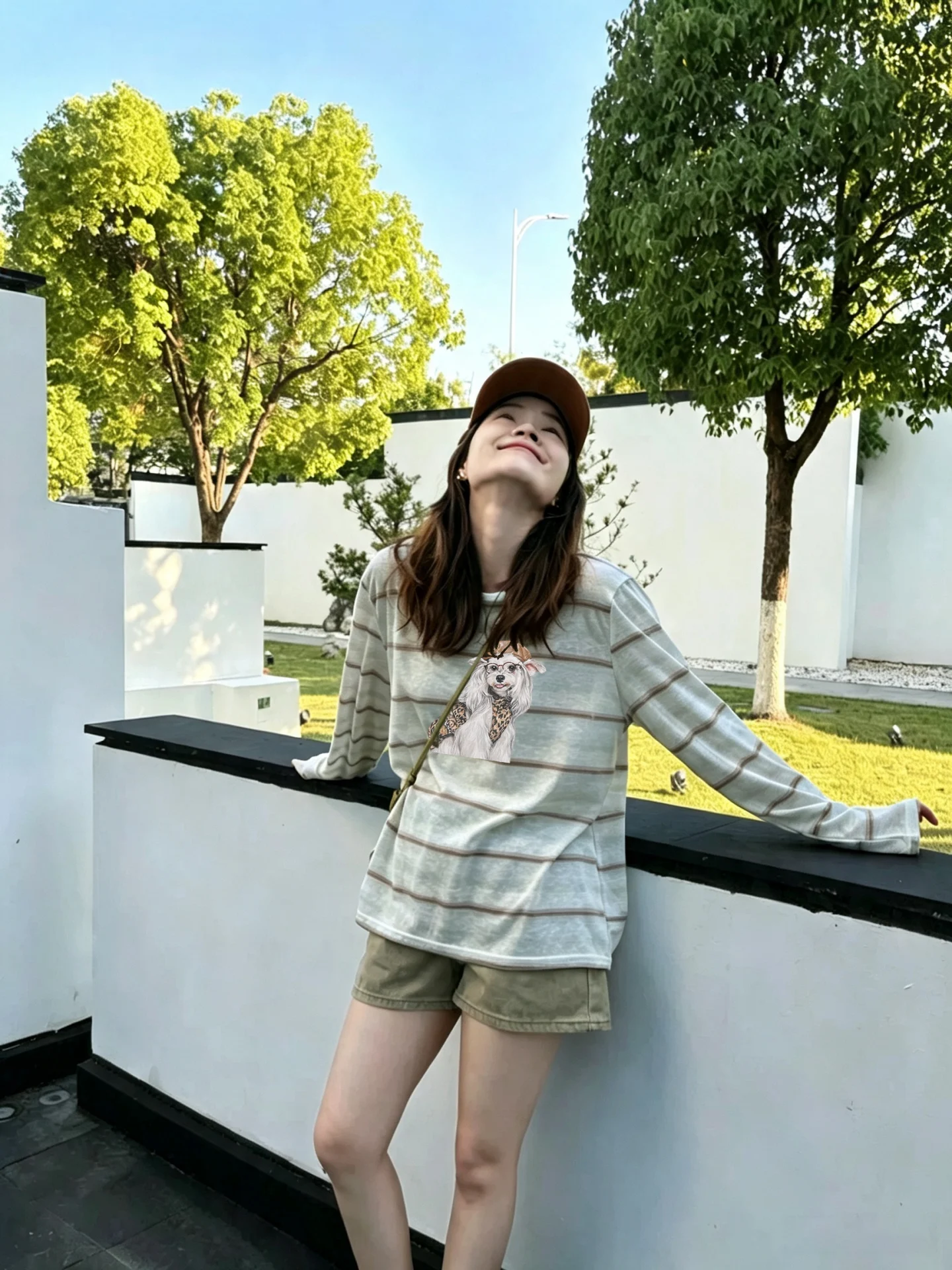 Retro Long Sleeve T-Shirt Women's Cartoon Anti-Aging Print Early Autumn New Style Snowflake Cotton Sunshade Cover up Stripes