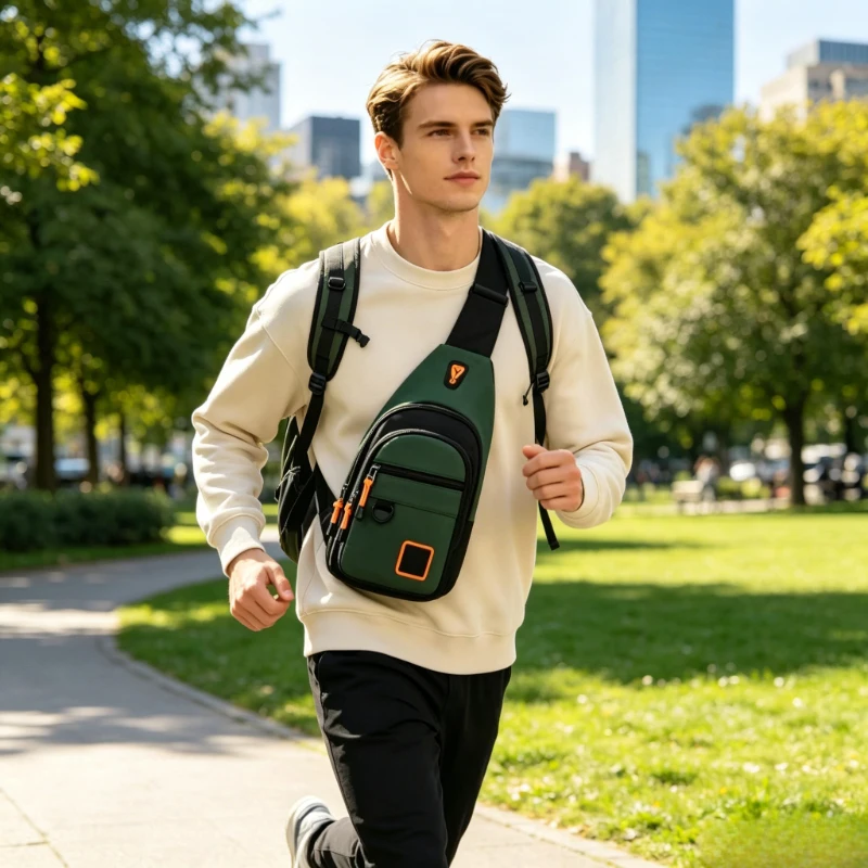 

Portable Lightweight Waterproof Men Chest Bag, Multifunctional Crossbody Backpack for Cycling Hiking Daily Outdoor Activities