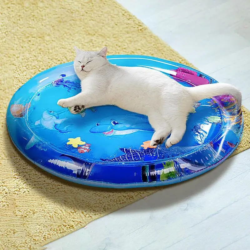 Water Sensory Play Mat Inflatable Water Mat For Cat And Dog Pet Playmat With Fish Sea Theme Sensory Toy Water