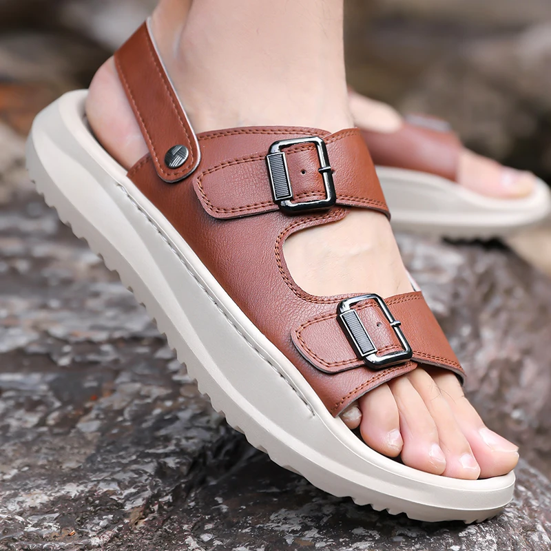 

Пляжная обувь для отдыха. Классический и модный мужской стильный дизайн. Сандалии для взрослых для отдыха на открытом воздухе. Черные летние новинки.