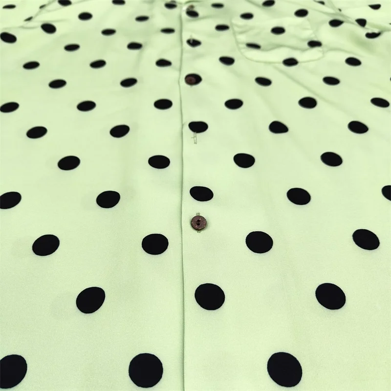 Fashion Mens Womens Summer WACKO MARIA High-quality Print Polka Dot Glass Ball Heaven Tokyo Hawaii Short Sleeve Shirt