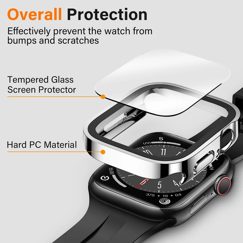 Waterproof Case For Apple Watch 7 8 45mm 41mm 49mm 44mm 40mm straight edge Screen Protector Cover Case iWatch 4 5 SE 6 7 8 Ultra