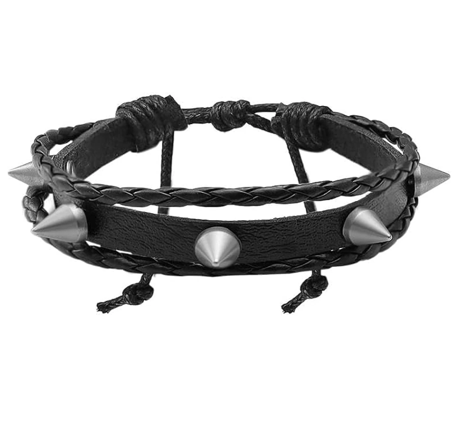 Layered Star Goth Necklace & Emo Studded Bracelets Set, Unisex