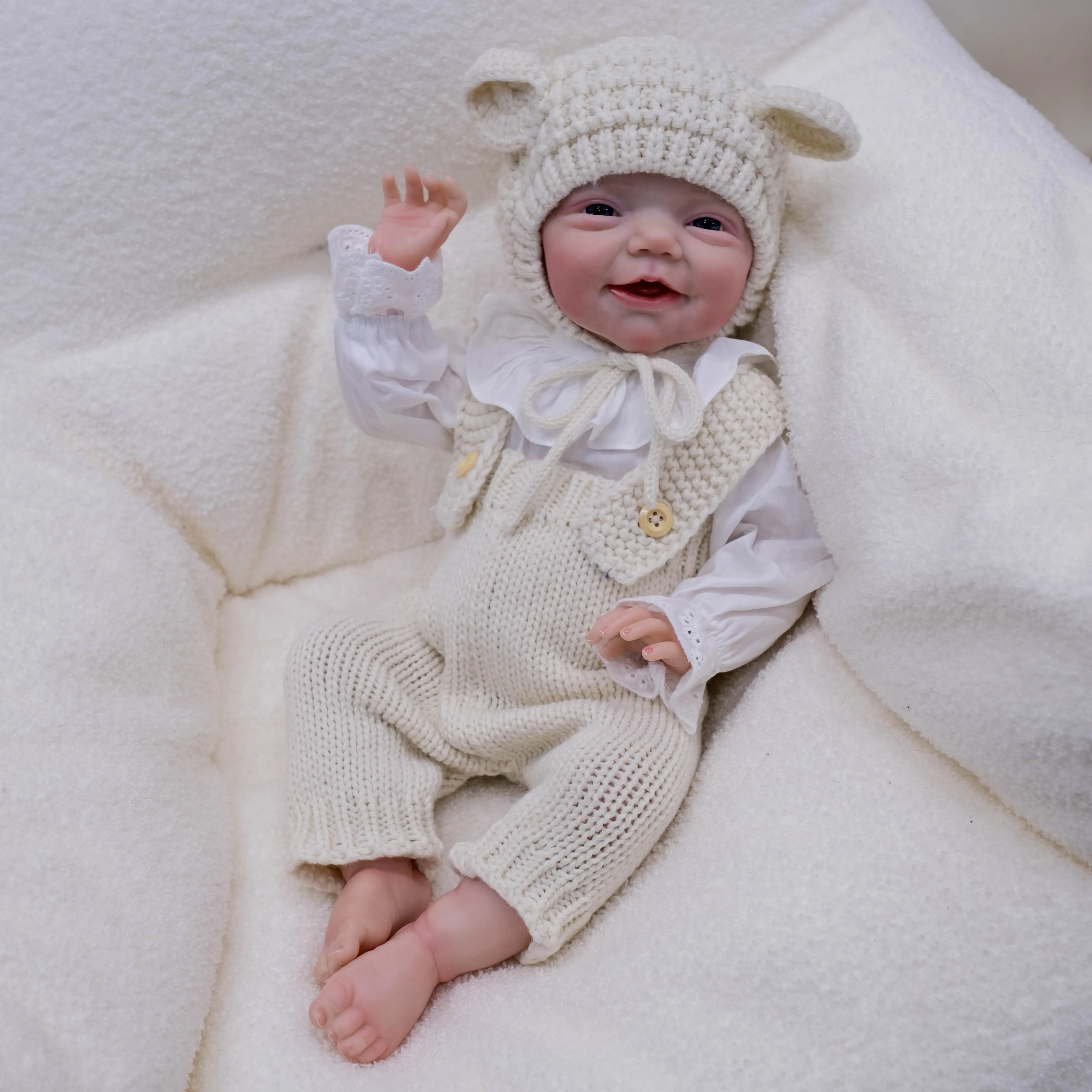 NPK 19'' Full Body Vinyl Silicone Charlie Newborn Girl Lifelike Reborn Baby Doll 3D Skin Waterproof Bath Toy