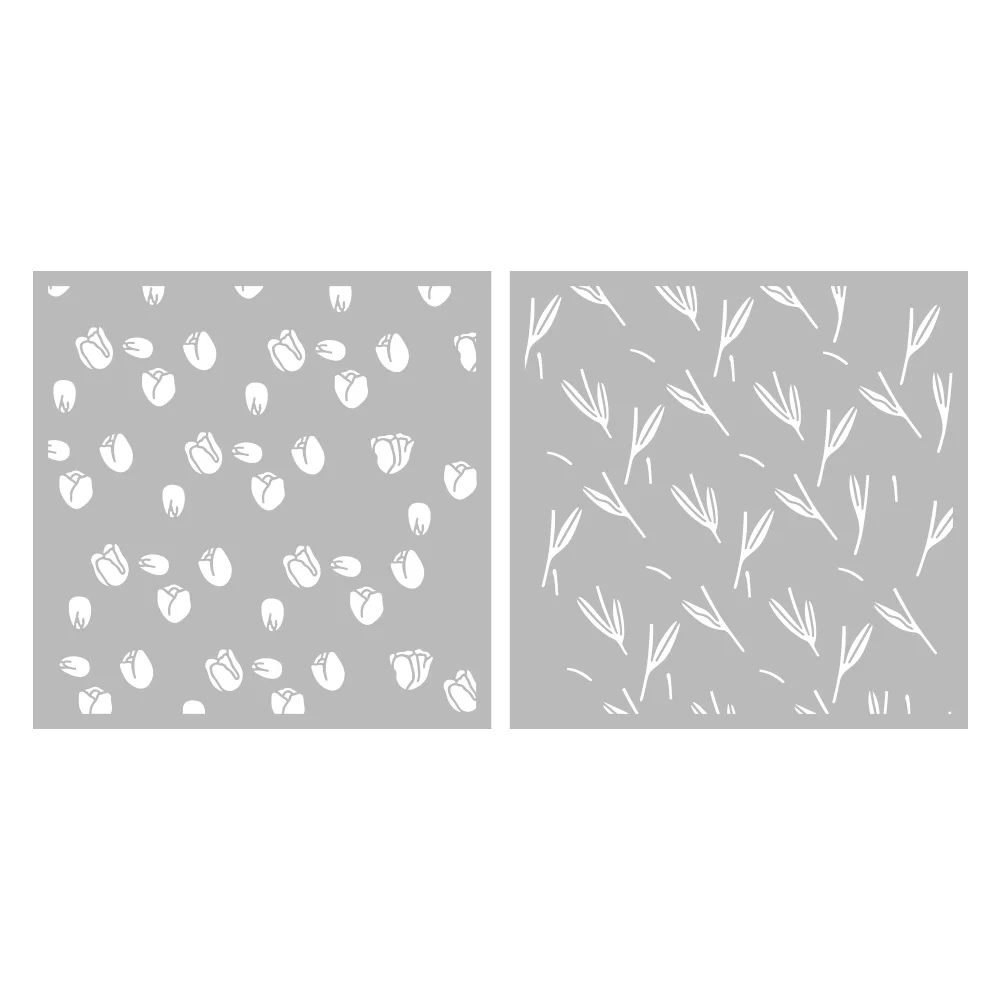MangoCraft 2PCs Spring Tulip Flowers Stencil For Decor DIY Scrapbooking Embossing Stencils For Cards