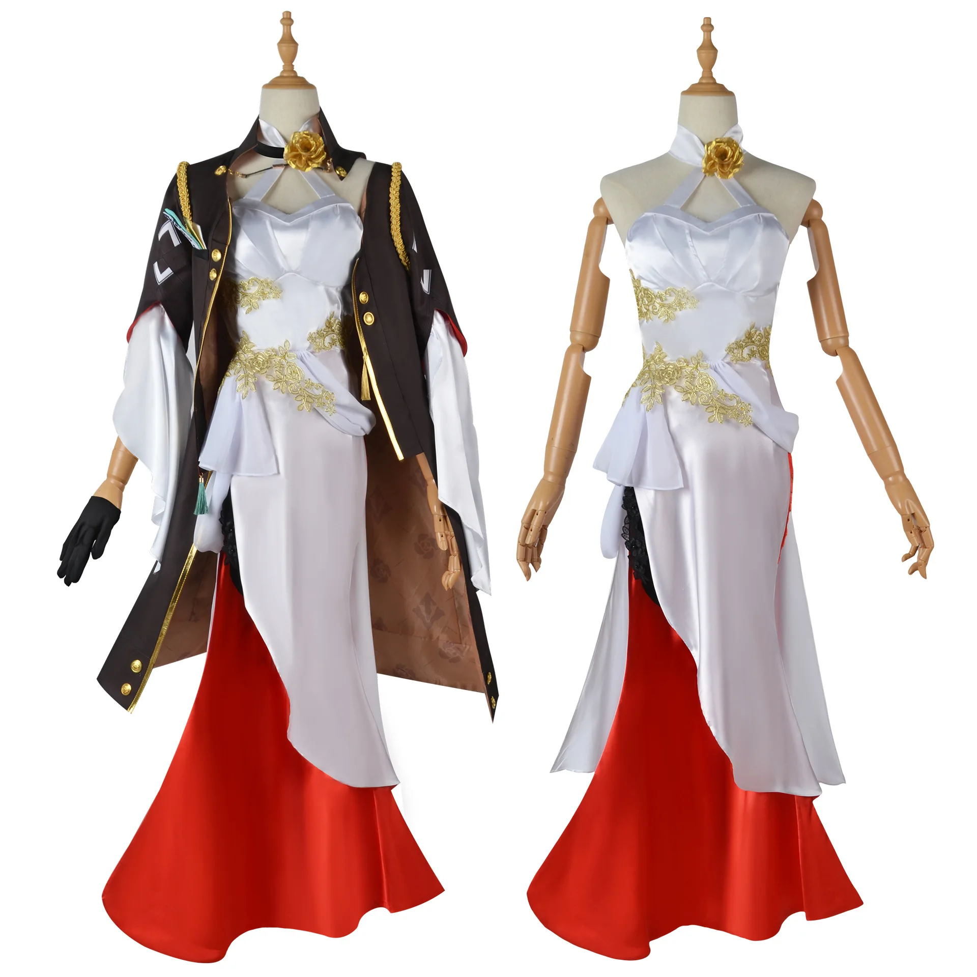 【 S-3XL Em Stock】 Jogo Honkai: Star Rail Himeko Cosplay Traje Conjunto Completo Terno Peruca Acessórios Himeko Vermelho Cosplay Traje Vestido