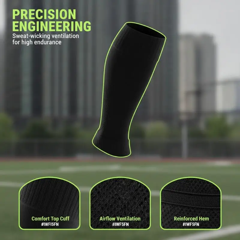 Soccer Socks Breathable Calf Compression Non-Slip Pad Comfortable for Adult Casual Football Training Daily Exercise