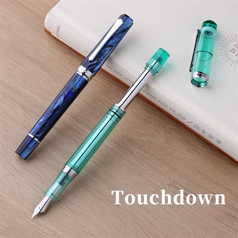 

PENBBS 489 Touchdown Piston Fountain Pen Gold/Silver Blade F 0.5MM Nib Transparent Classic Resin Business Signature Pen Gifts