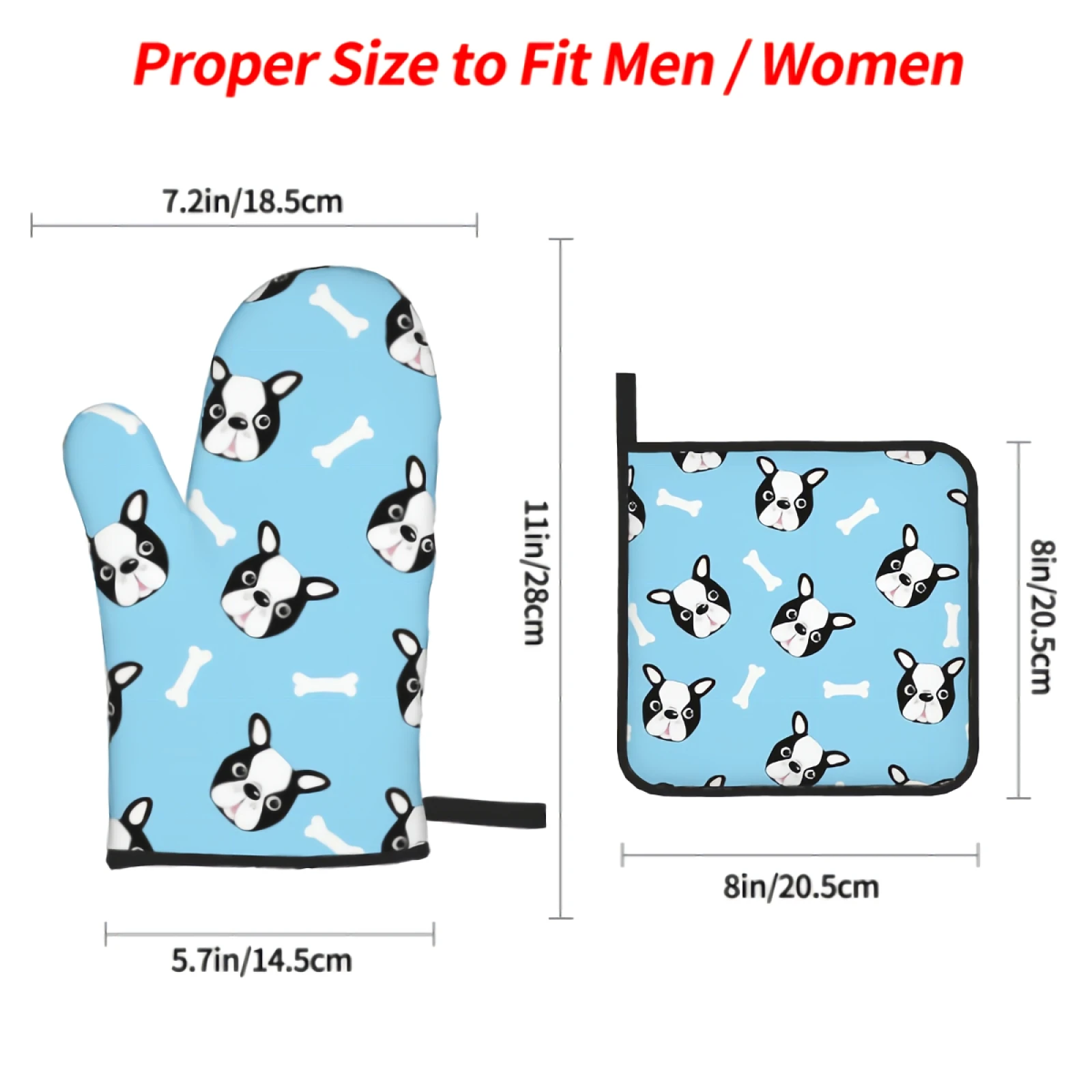 Boston Terrier Oven Mitts and Pot Holders - 4PCS Set Baking Gift for Mom Oven Gloves & Hot Pads