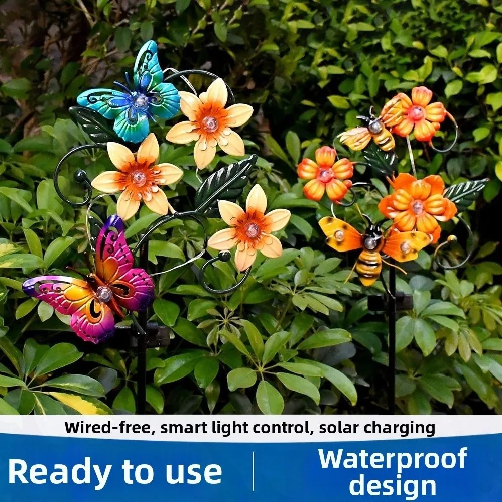 الملونة الشمسية فراشة النحل مصباح واقعية مقاوم للماء الشمسية حديقة مصباح أرضي اللاسلكي الأرض شنت مصباح حديقة المناظر الطبيعية