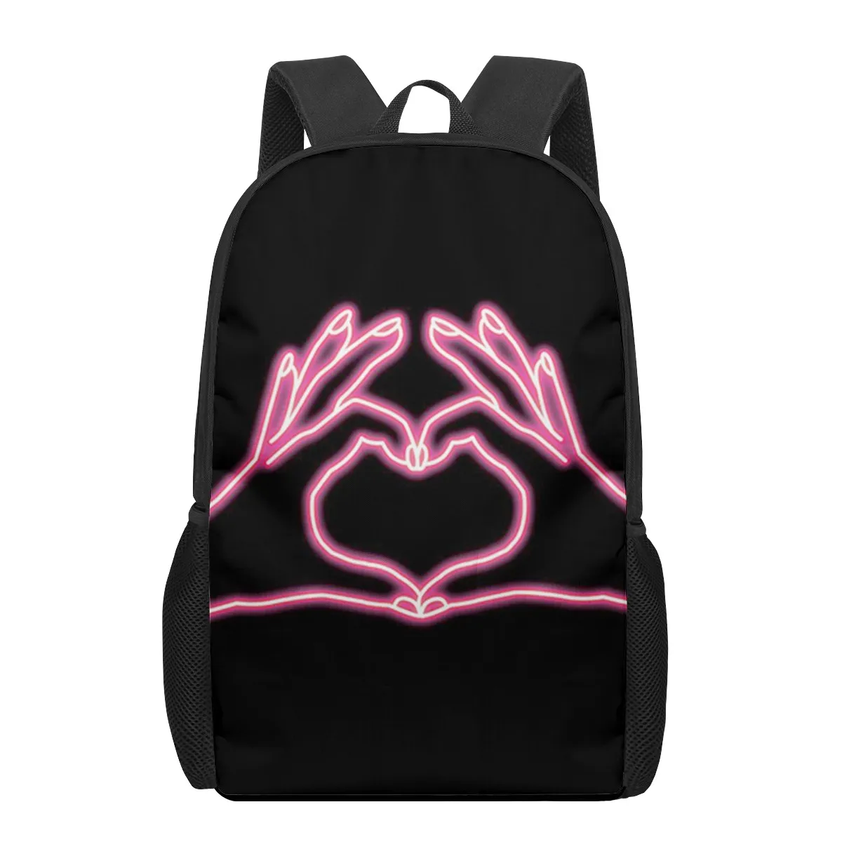 Mochila Coração Amor para Meninas Adolescentes e Meninos, Mochilas Escolar Flores Românticas, Mochila de Ombro Duplo, Presente Dia dos Namorados, Casal, 16 Polegadas