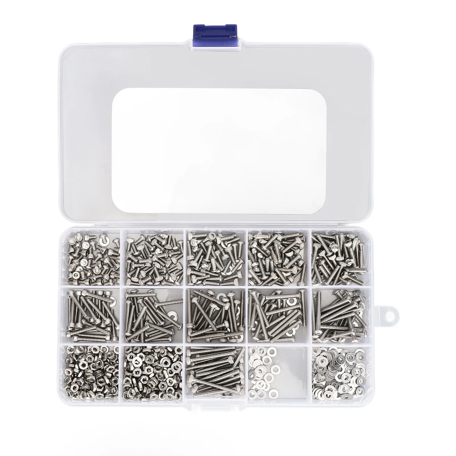 

840Pcs M2.5 Bolts Nuts Assortment Kit Hex Head Cap Screw Set with Flat Washers Stainless Steel for DIY Projects
