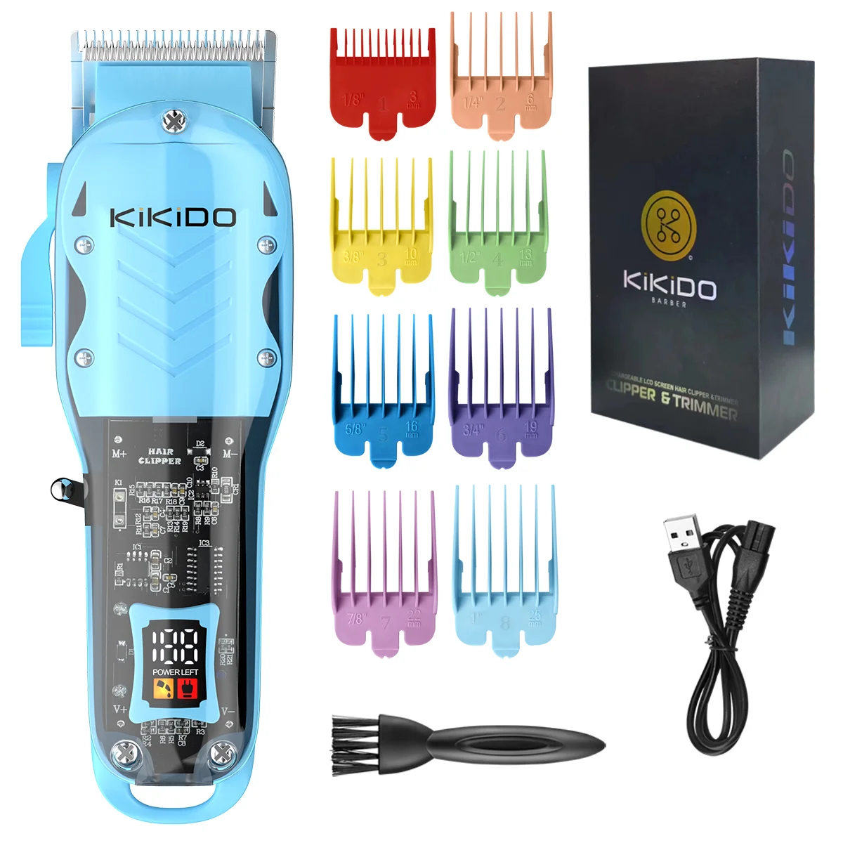 

KIKIDO Transparent Professional ClippersRechargeable Hair Clippers Electric Hair Trimmers For Men Cordless Hair Cut Machine