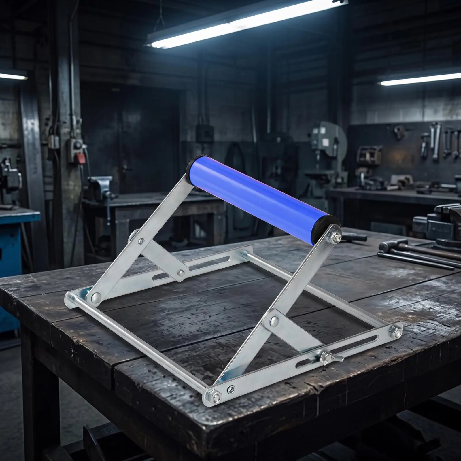 Compact Steel Roller Stand Foldable Support Rack for Workshop Cutting Machine Feeding