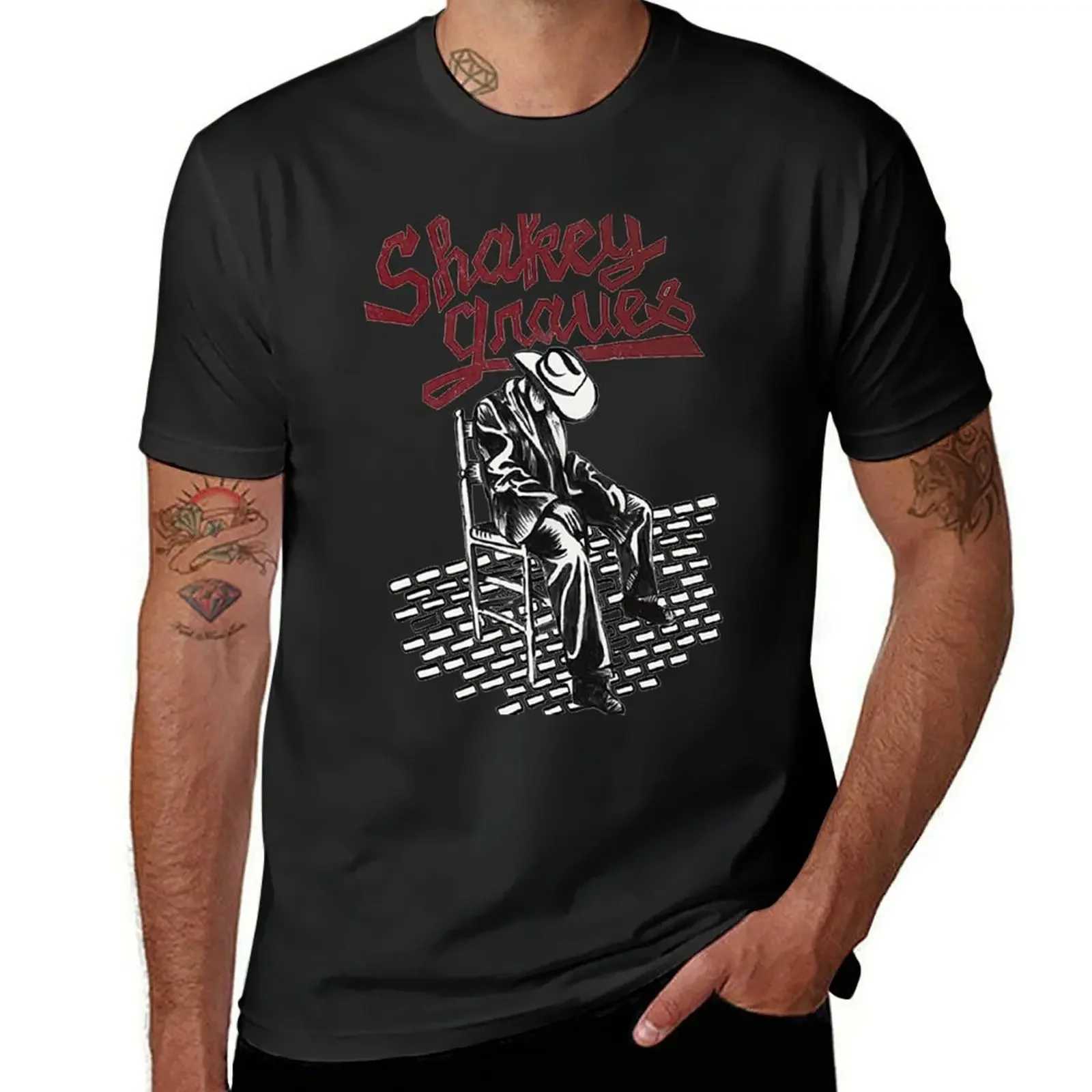 Musician Vintage Shakey Arts Graves T-Shirt vintage clothes anime figures summer top customs heavyweight t shirts for men