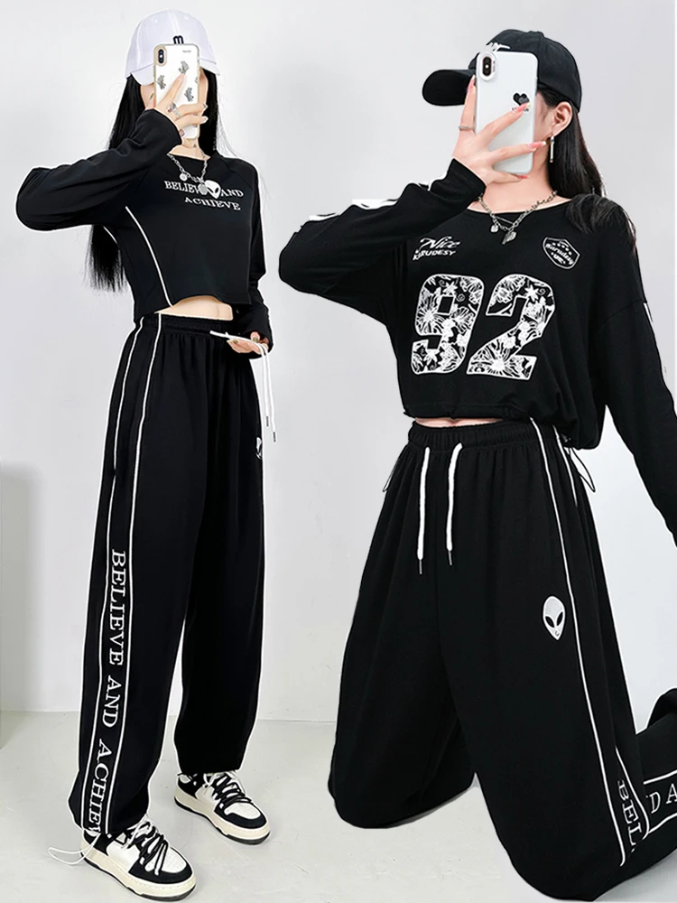 Women's Dance Clothes Jazz Dancing Outfit Autumn Winter Street Dance Practice Suit Pants Barre Fitness Sportswear Set