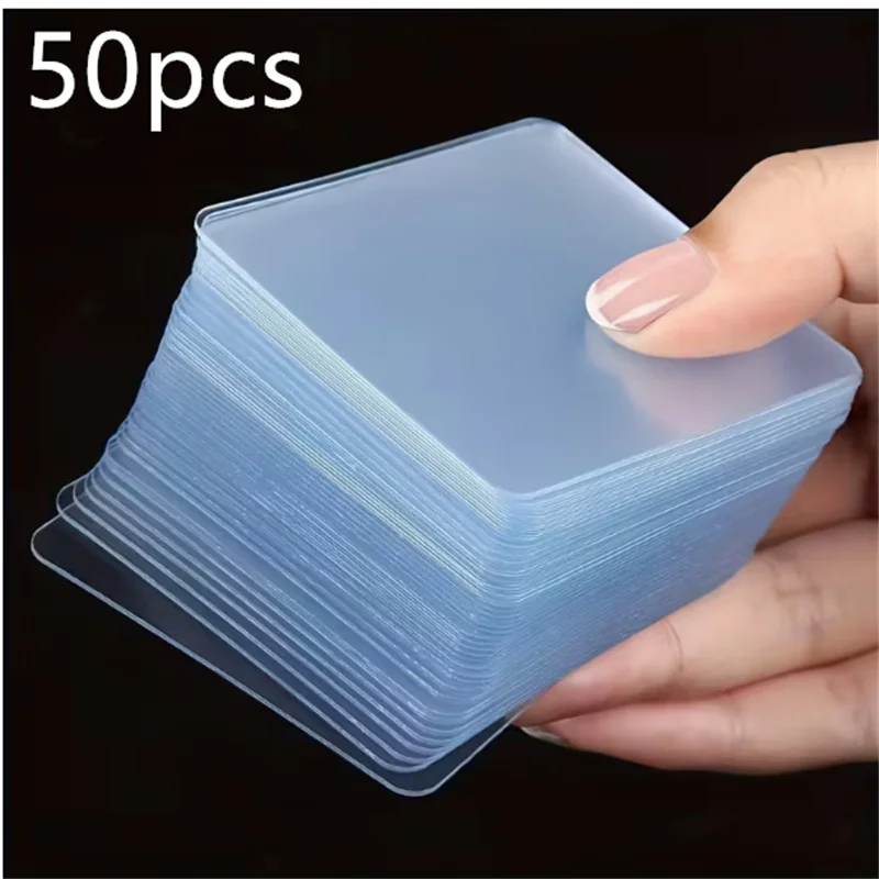 50pcs square traceless adhesive sheets,acrylic transparent double sided tape,high viscosity no drill wall mounting sticker