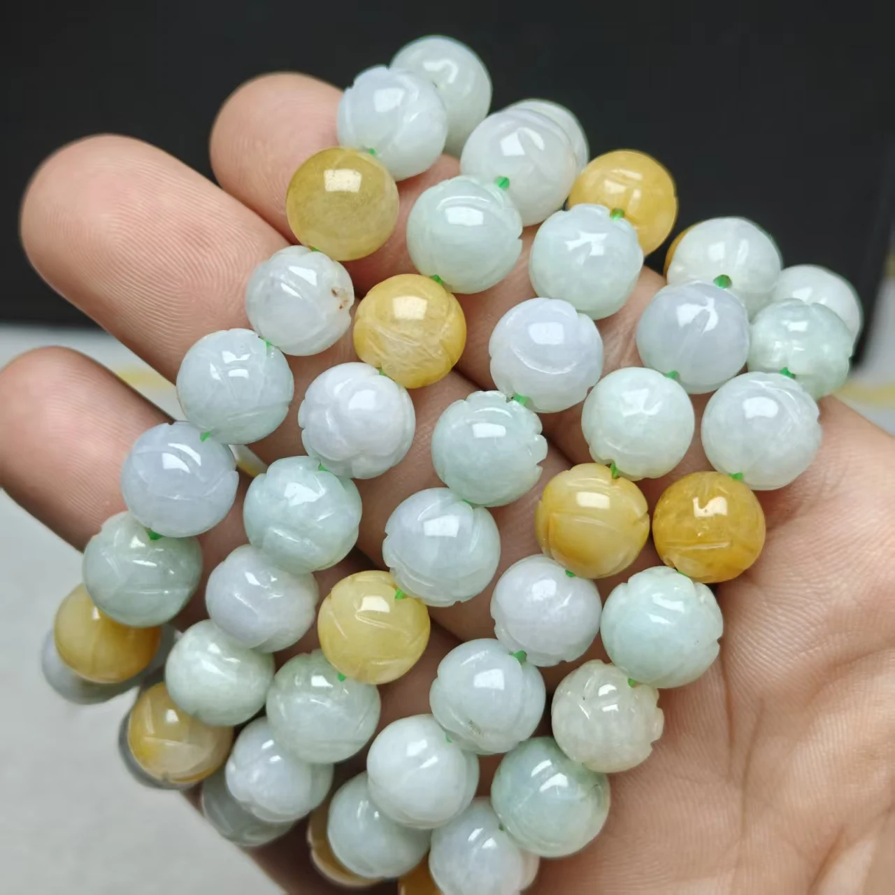 Xingyu Natürlicher AAA Burmesischer Jadeit Jade-Schnitz-Iotus-Perlen-Armband Glatter Schmuck Geheimnisvoller Edelstein-Geschenk – Detail 3