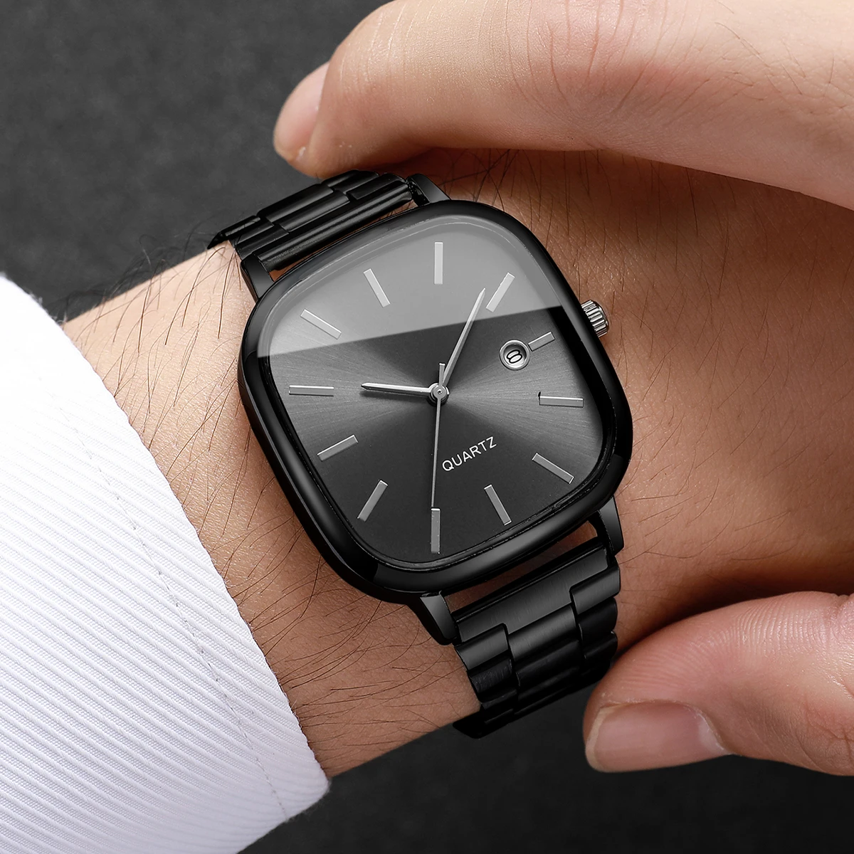أزياء ساحة رجال الأعمال الساعات التناظرية التقويم كوارتز ساعة للرجال ساعة Reloj Hombre (بدون صندوق)