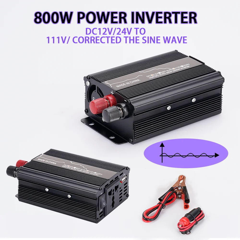 

Inverter Modified Sine Wave USB Converter LED Solar Power Car Inverters DC24V AC110V Car Inverter Voltage Transformer 800W