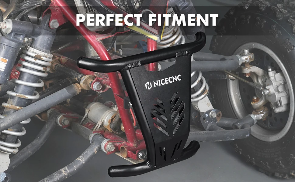 NiceCNC Frontstoßstange für Yamaha Raptor 700 700R 2016–2024, 2023, ATV, Stierkopfform, 1 Zoll Durchmesser, verdicktes Aluminiumrohr, Schwarz – Detail 5