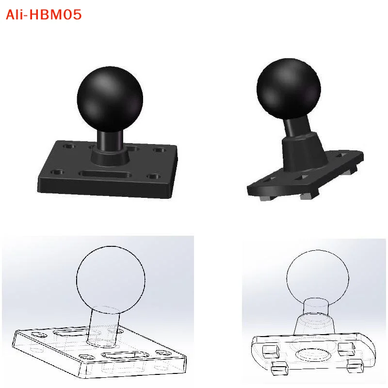 (HB05)1 Inch 25mm Ball Mount Base with Aluminum Alloy Square Ball Plate Support Compatible with RAM Mount Double Socket Arm