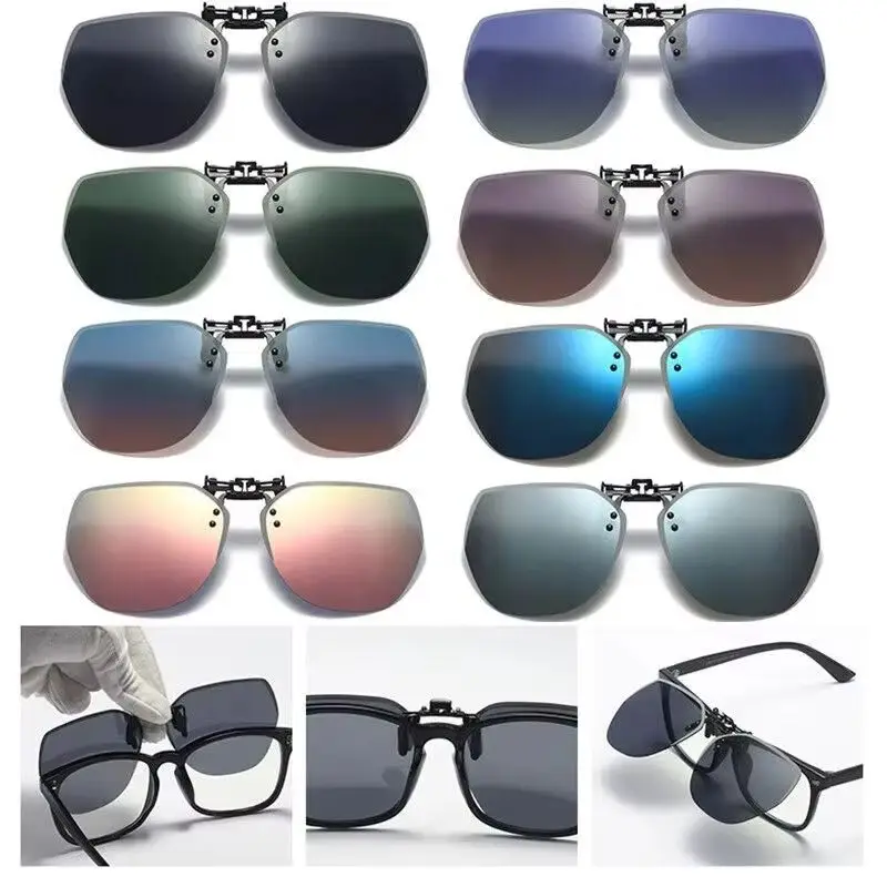 

Men Polarized Clip On Sunglasses Women Flip Up Sun Glasses Cut Edge Lenses Night Vision Driving Goggle Fishing UV400 Shades