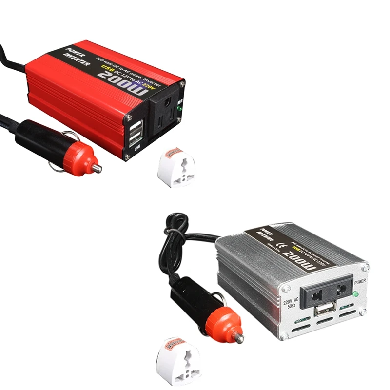 Inverter di alimentazione per auto da 200W convertitore da Dc 12V a Ac 220V doppio adattatore per caricabatterie Usb Booster di alimentazione per auto