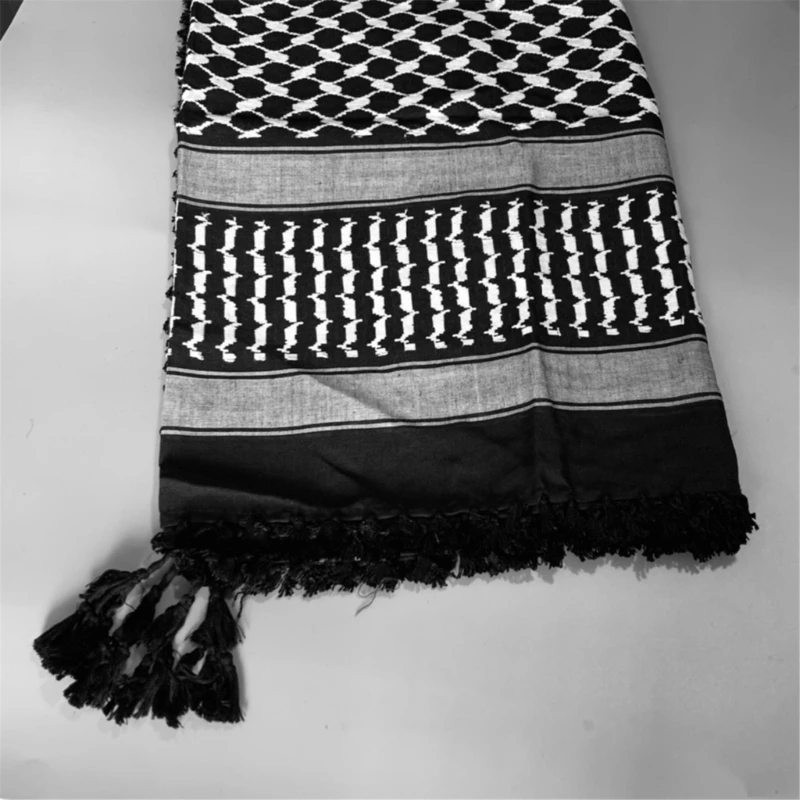 Religious Adult Keffiyeh Headscarf Turban Jacquard Pattern Arab Scarf Outdoor Headscarf for Male Cycling Hair Accessory