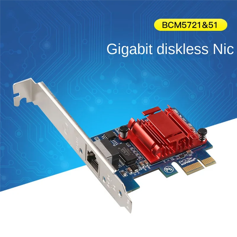 PCIe 1X RJ45 Wireless Network Card 10/100/1000Mbps 1Gbps Fast Ethernet Lan Card BCM5721&5751 Chipset Support ROS,ESXi