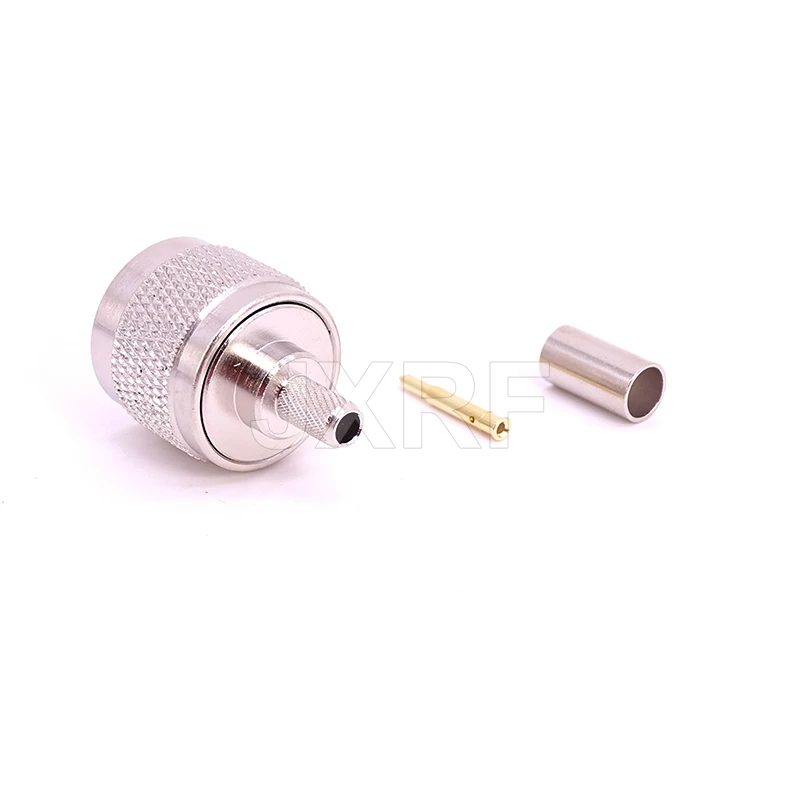 10pcs N type RF Coaxial Connector 50-3 N-Type Male Connector Crimp for RG58 RG142 RG400 LMR195 cable