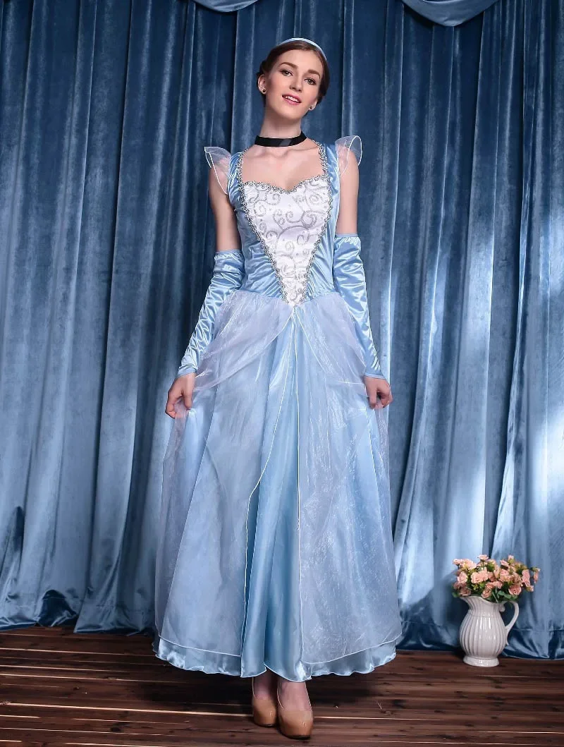 

Halloween Cinderella Costume Sexy Princess Snow Whit Fantasia Fancy Dress For Adult Women