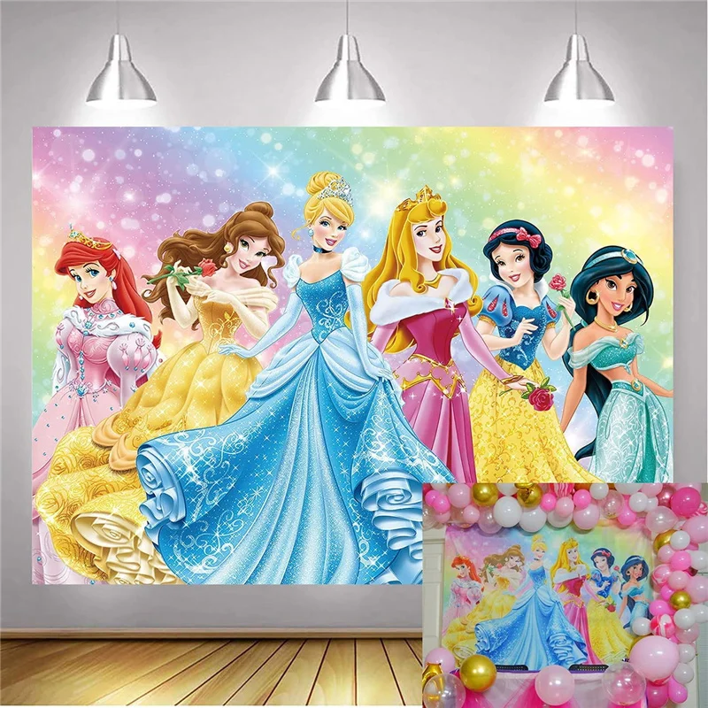 Disney Belle Fairytale Princess Backdrop Little Girl Birthday Party Decoration Supplies Magic Dreamy Birthday Photo Background