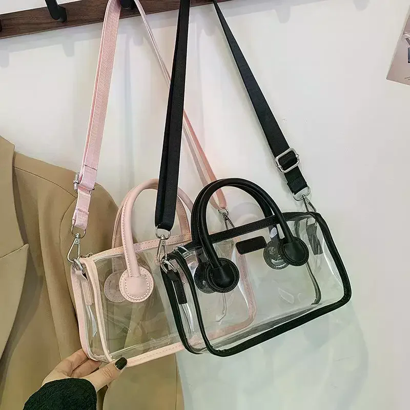 Clear Waterproof Handbag Transparent PVC Jelly Square Messenger Bag Shoulder Bag For Women