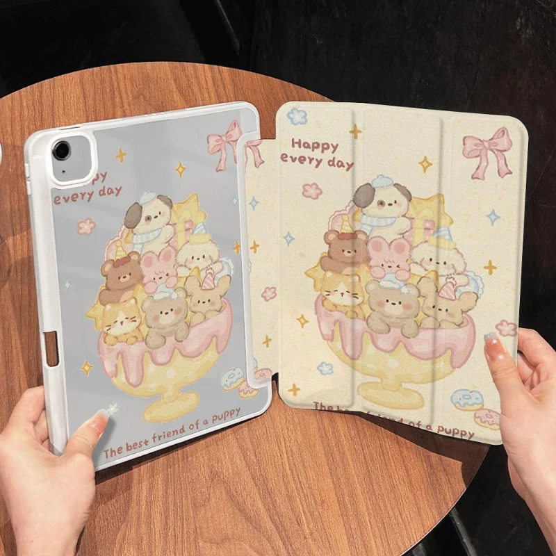 Detachable Cover for IPad 6th Generation Case 9.7 Inch Pro 11 2020 IPad Air 5 Air 4 10.9 IPad 10.2 8th 9th Gen Cute Happy Puppy