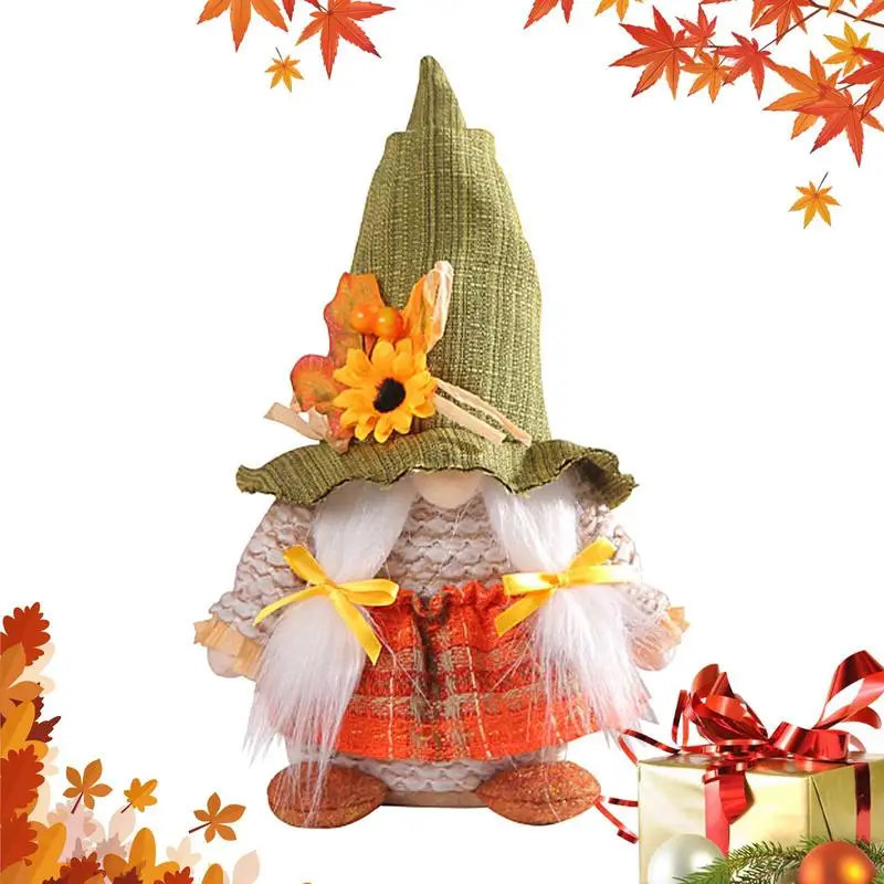 Fall Gnomes Maple Leaf Faceless Doll Holiday Gnome Figurine Ornament With Sunflower And Maple Leaves For Fall Autumn Home