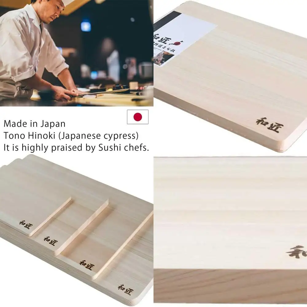 

Japanese Cypress Premium Medium Cutting Board, Handcrafted in Japan, Brown Finish