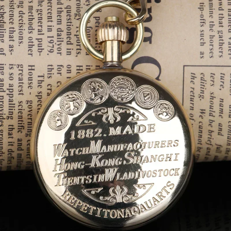 High Quality Luxury Golden Hand Wind Mechanical Pocket Watch Roman Number Dial Pendant Chain Fob Watch