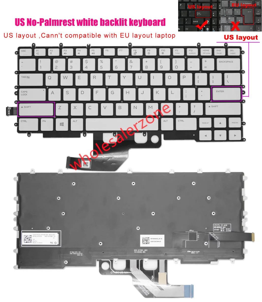 Novo teclado retroiluminado para laptop da série Dell G7 15 7500 15-7500, G7 7500 G7-7500 layout dos EUA