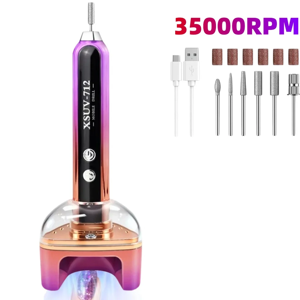 

35000RPM Professional Nail Drill 2-in-1 Portable Nail Drill and Dryer Electric Nail Lathe with UV LED Lamp Manicure Care